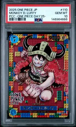 2025 ONE PIECE JAPANESE PCC ONE PIECE DAY '25 #110 MONKEY D. LUFFY PSA 10 - Image 1