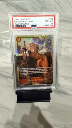 ONE PIECE CCG Two Legends Silvers Rayleigh OP08-118 Secret Rare Foil PSA 10 - Image 1
