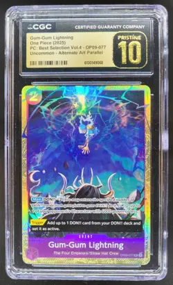 2025 ONE PIECE GUM-GUM LIGHTNING ALT ART OP09-077 CGC 10 PRISTINE A PT - Image 1