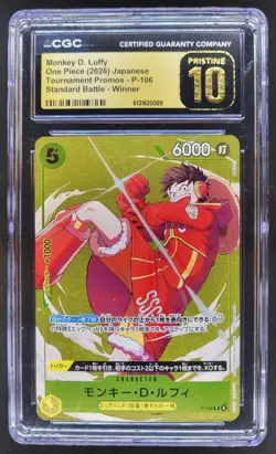 2026 ONE PIECE JP MONKEY D. LUFFY PROMO P-106 WINNER CGC 10 PRISTINE A PT - Image 1