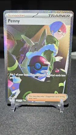 Pokemon TCG Penny Paldean Fates Trainer Holo Card 239/091 Illustration Rare - Image 1