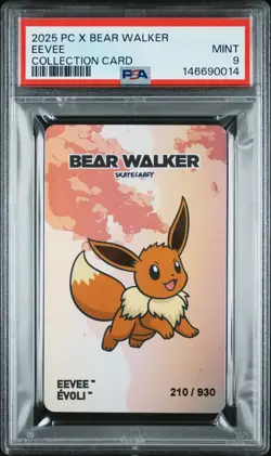 2025 POKEMON CENTER X BEAR WALKER COLLECTION CARDS EEVEE 210/930 PSA 9 - Image 1