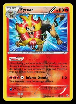 Pyroar 12/119 Reverse Holo Rare Phantom Forces Pokemon Card - Image 1
