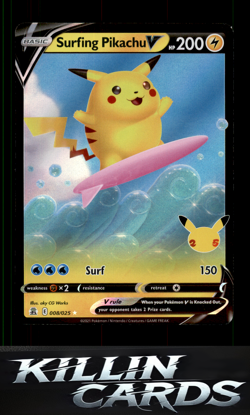 Surfing Pikachu V 008/025 Pokemon Ultra Rare Celebrations Card NM - Image 1