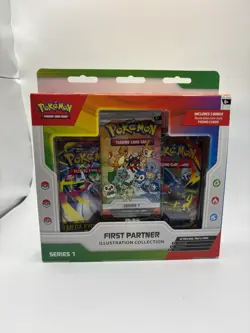 Pokemon TCG First Partner Illustration Series 1 Box Promo Cards Booster Packs - Image 1