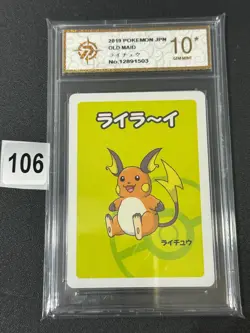 2019 Pokemon Raichu Playing Card Japanese Old Maid Grade 10 - Image 1