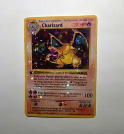 Charizard Sticker Holo Card 4/102 Set Vintage Pokemon TCG Shadowless 1st Edition - Image 1