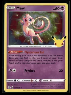 Mew 011/025 Holo Rare Celebrations Pokemon NM/M - Image 1