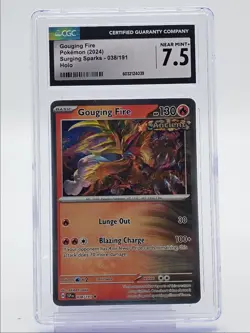 GOUGING FIRE 2024 POKEMON SURGING SPARKS HOLO RARE 038/191 CGC 7.5 Q6438 - Image 1
