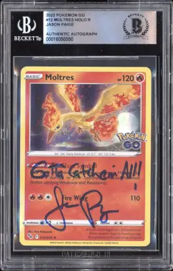 Pokemon Jason Paige signed 2022 Pokemon Go 12 Moltres BGS Auth Auto - Image 1