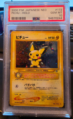 Pokemon Pichu Neo Japanese Holo Rare #172 - Swirl PSA 10 Gem Mint - Image 1