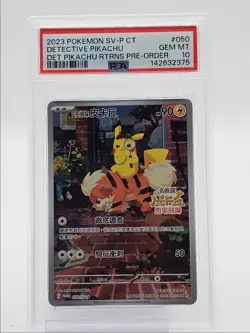 DETECTIVE PIKACHU 2023 POKEMON CHINESE RETURNS PRE-ORDER 050/SV-P PSA 10 Q6438 - Image 1
