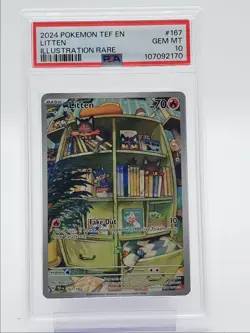 LITTEN 2024 POKEMON TEMPORAL FORCES ILLUSTRATION RARE 167/162 PSA 10 Q6438 - Image 1