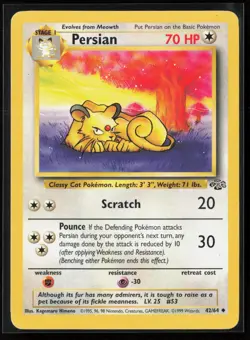 Persian 42/64 Uncommon Jungle WOTC Vintage Pokemon MP - Image 1