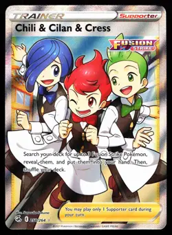 CHILI & CILAN & CRESS 258/264 ULTRA RARE FUSION STRIKE POKEMON HP - Image 1