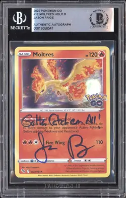 Pokemon Jason Paige signed 2022 Pokemon Go 12 Moltres BGS Auth Auto - Image 1