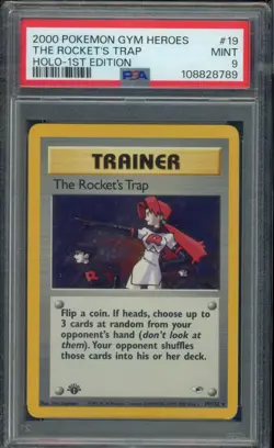 2000 POKEMON GYM HEROES HOLO-1ST EDITION #19 THE ROCKET'S TRAP PSA 9 - Image 1