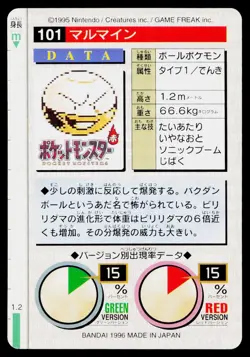 Electrode No. 101 Green Bandai Carddass Series 1-2 G Pokemon Japanese Near Mint - Image 2