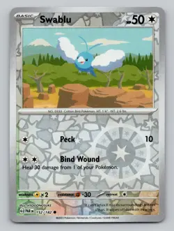Reverse Holo Swablu #152/182 Common SV04: Paradox Rift Pokemon - Image 1