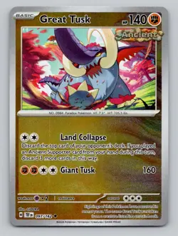 Reverse Holo Great Tusk #097/162 Uncommon SV05: Temporal Forces Pokemon - Image 1