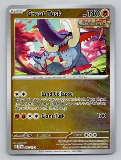 Reverse Holo Great Tusk #097/162 Uncommon SV05: Temporal Forces Pokemon - Image 1