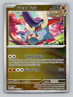 Reverse Holo Great Tusk #097/162 Uncommon SV05: Temporal Forces Pokemon - Image 1