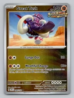 Reverse Holo Great Tusk #096/162 Uncommon SV05: Temporal Forces Pokemon - Image 1