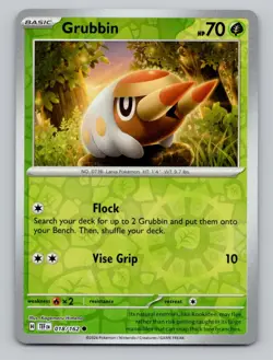 Reverse Holo Grubbin #018/162 Common SV05: Temporal Forces Pokemon - Image 1