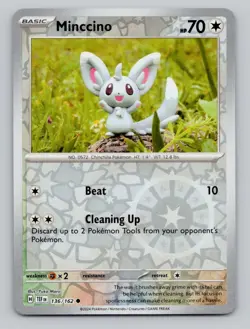 Reverse Holo Minccino #136/162 Common SV05: Temporal Forces Pokemon - Image 1
