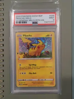 Pokemon PSA 9 SWSH General Mills Promo HOLOGRAPHIC Pikachu SWSH039 - Image 1