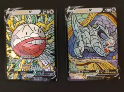 Pokemon Electrode V 101/S-P & Nidorina V 30/S-P Stained Glass Cards - Image 1