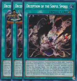 Yugioh! 3x Deception of the Sinful Spoils MP25-EN113 Prismatic Secret Rare NM - Image 1