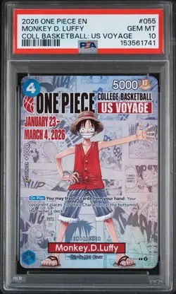2026 One Piece EN College Basketball US Voyage #055 Monkey D Luffy PSA 10 - Image 1