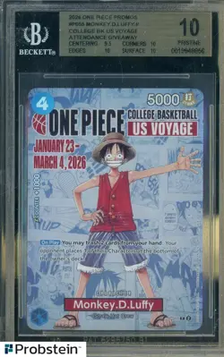 2026 One Piece Promos College Basketball US Voyage P-055 Monkey D Luffy BGS 10 - Image 1