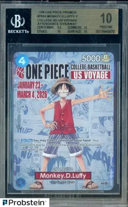 2026 One Piece Promos College Basketball US Voyage P-055 Monkey D Luffy BGS 10 - Image 1