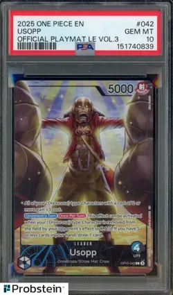 2025 One Piece EN Official Playmat Vol.3 #042 USOPP PSA 10 GEM MINT - Image 1