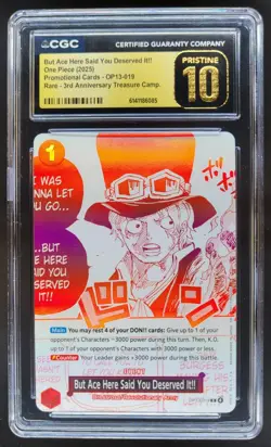2025 ONE PIECE BUT ACE HERE SAID YOU DESERVED IT!! OP13-019 CGC 10 PRISTINE A PT - Image 1
