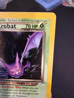 Pokemon TCG Neo Destiny 2000 Dark Crobat Holo Rare Card 2/105 Swirl WOTC LP - Image 5
