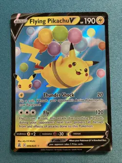 Pokemon TCG Flying Pikachu v Celebrations Holo Ultra Rare Lightning Card 006/025 - Image 1