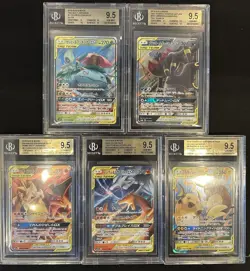 BGS 9.5 Pokemon Card Game Japanese Tag Team GX RR 5 Card Set Bulk Holo - Image 1