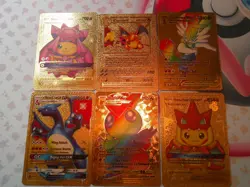 Pokemon Fan Art Gold Foil Card Lot - Charizard and Pikachu - Image 1