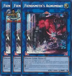 Yugioh! 3x Fiendsmith's Agnumday MP25-EN109 Prismatic Secret Rare 1st Ed NM - Image 1