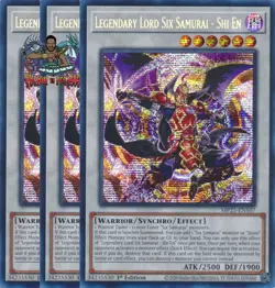 Yugioh! 3x Legendary Lord Six Samurai - Shi En MP25-EN107 Prismatic Secret Rare - Image 1