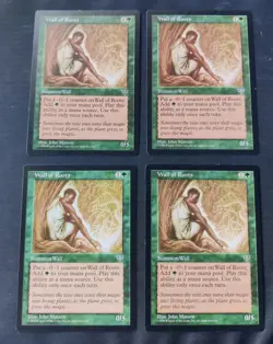 4 x MTG Wall of Roots Mirage Playset Magic The Gathering NM Unplayed - Image 1