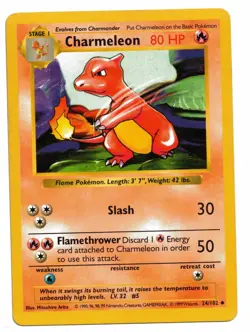 Pokemon Card: Charmeleon 24/102 Base Set Shadowless Rare! EXC - Image 1