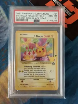 Birthday Pikachu Holo 2021 Pokemon SWSH Celebrations Classic Coll BSP PSA 10 - Image 1