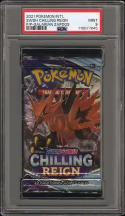 [PSA 9] Chilling Reign Booster Pack Sword Shield Foil Galarian Zapdos POKEMON - Image 1