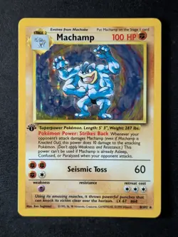 1999 Pokemon MACHAMP #8/102 Base Set 1st Edition Galaxy Star Holo Rare English - Image 1