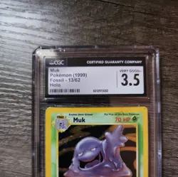 Pokemon Muk Fossil Unlimited #13/62 Holo CGC 3.5 Graded Card - Image 3
