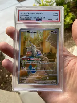 Mimikyu 075 Pokemon Center Promo Card PSA Mint 9 Paldean Fates ETB - Image 1